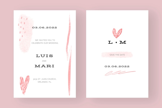 Free vector watercolor formal wedding invitations