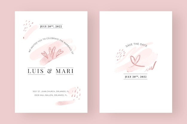 Watercolor formal wedding invitations