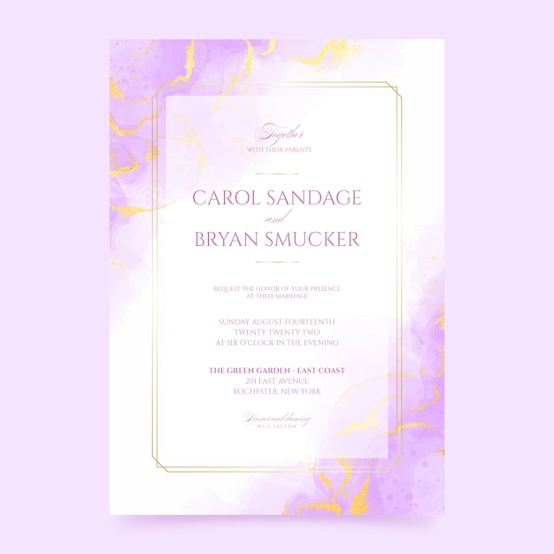 Free vector watercolor formal wedding invitations