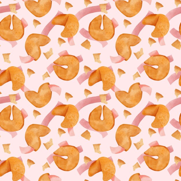 Watercolor fortune cookie pattern