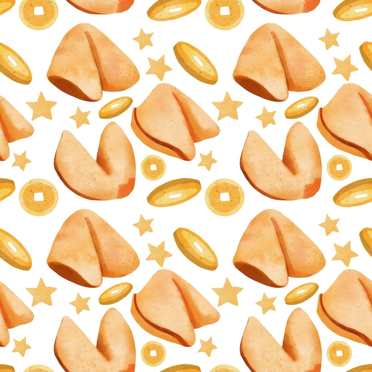 Free Vector watercolor fortune cookie pattern