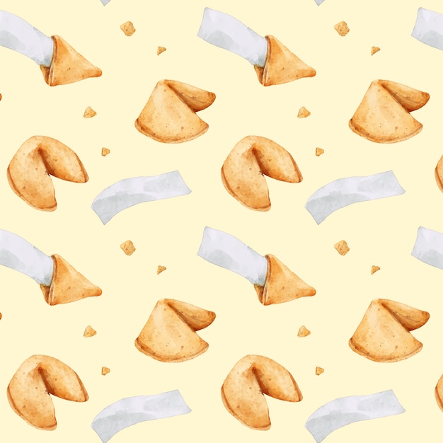 Free vector watercolor fortune cookie pattern