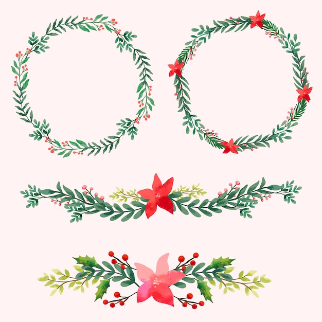 Free vector watercolor frame template for christmas season celebration