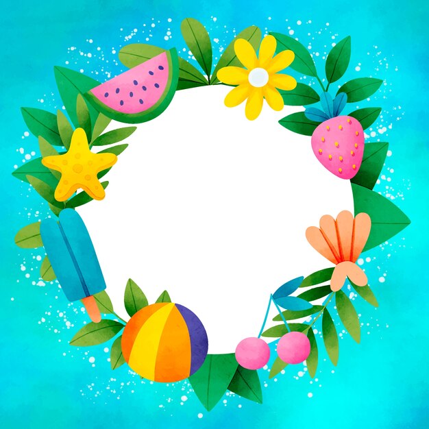 Watercolor frame template for summer season
