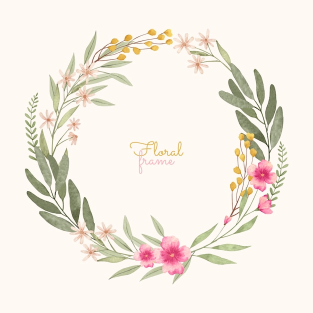 Free vector watercolor frame with delicate flowers