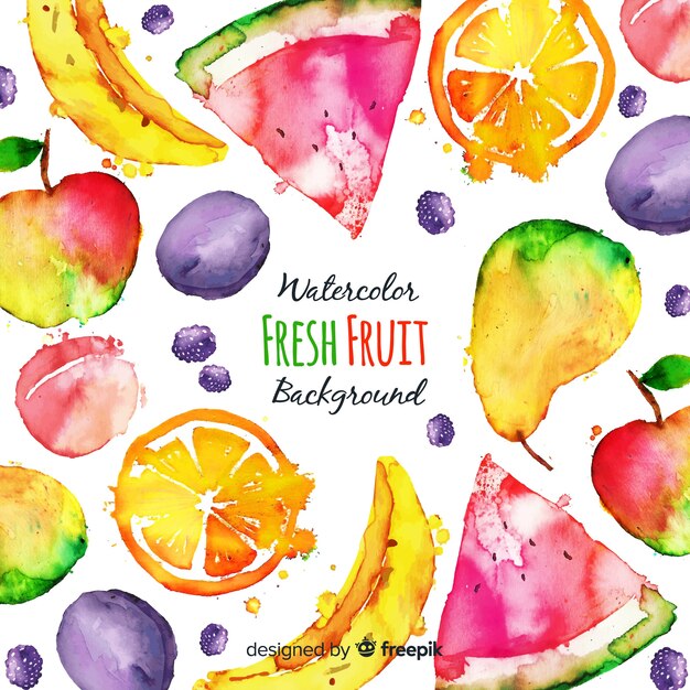 Watercolor fresh fruit background