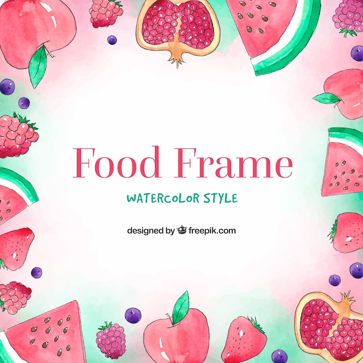 Free Vector watercolor fresh fruit frame