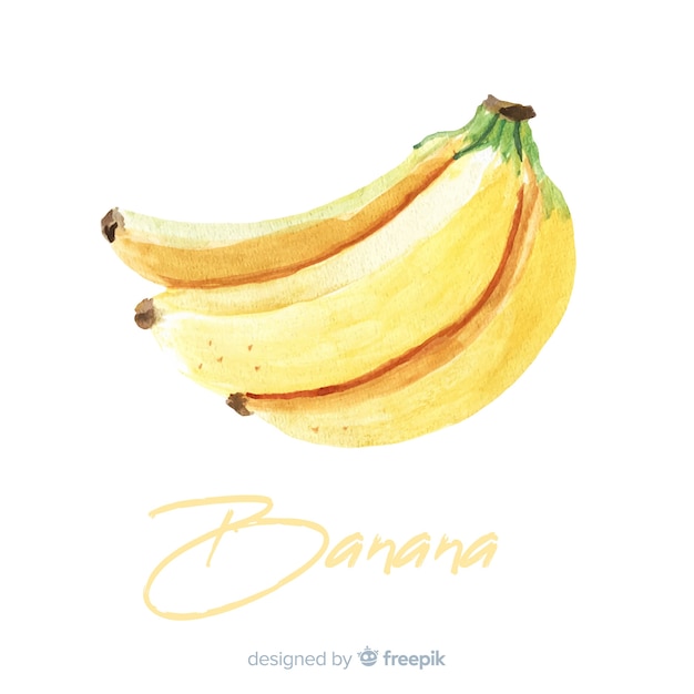 Watercolor fruit background with bananas