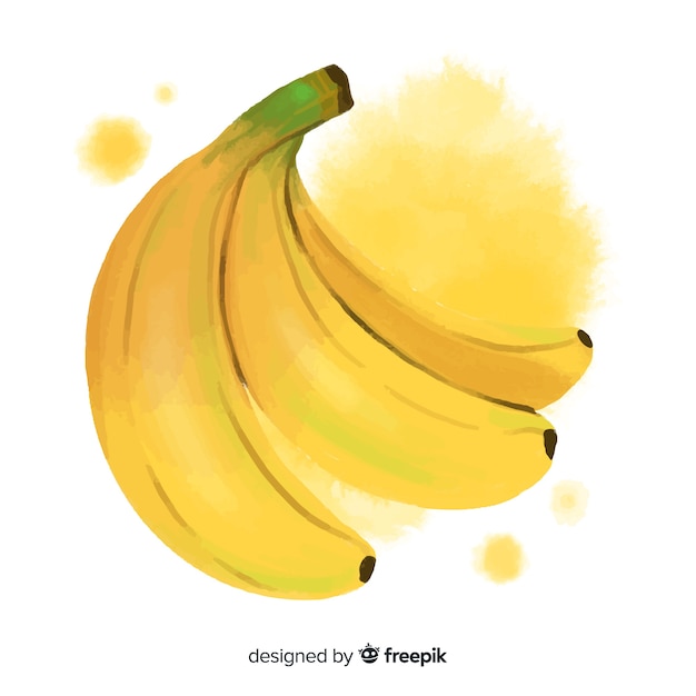 Watercolor fruit background with bananas