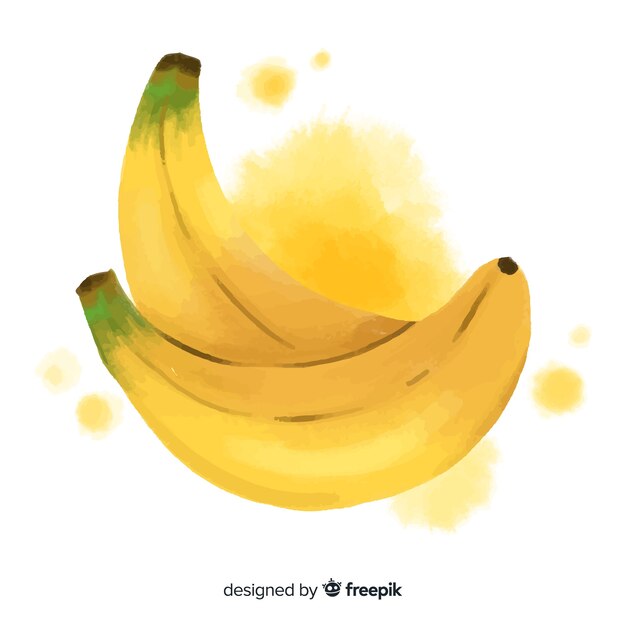 Watercolor fruit background with bananas