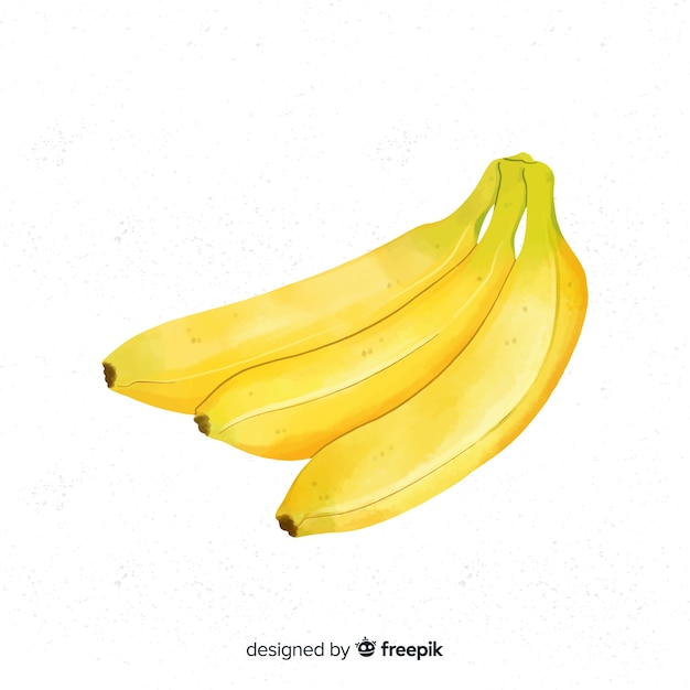 Watercolor fruit background with bananas