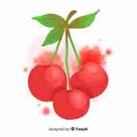 Free vector watercolor fruit background with cherries