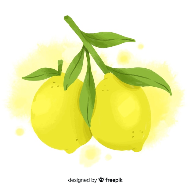 레몬 수채화 과일 배경