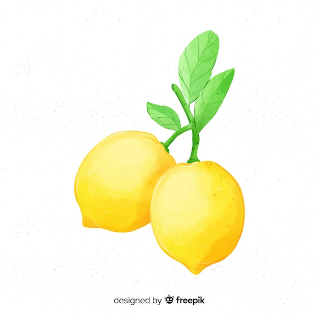Watercolor fruit background with lemons