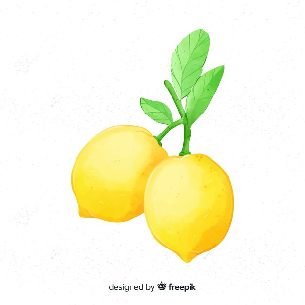 Watercolor fruit background with lemons