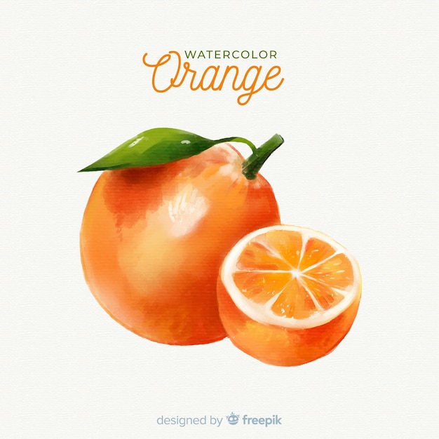 オレンジと水彩のフルーツの背景