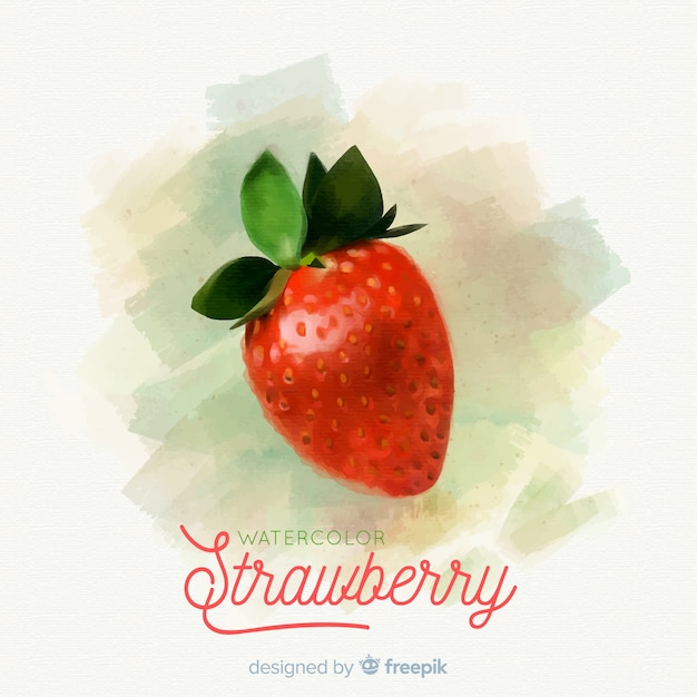 Watercolor fruit background with strawberries