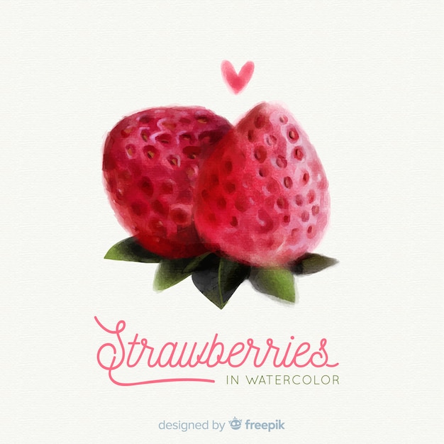 딸기와 수채화 과일 배경 무료 벡터