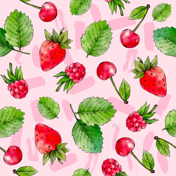 Free Vector watercolor  fruit and floral illustration