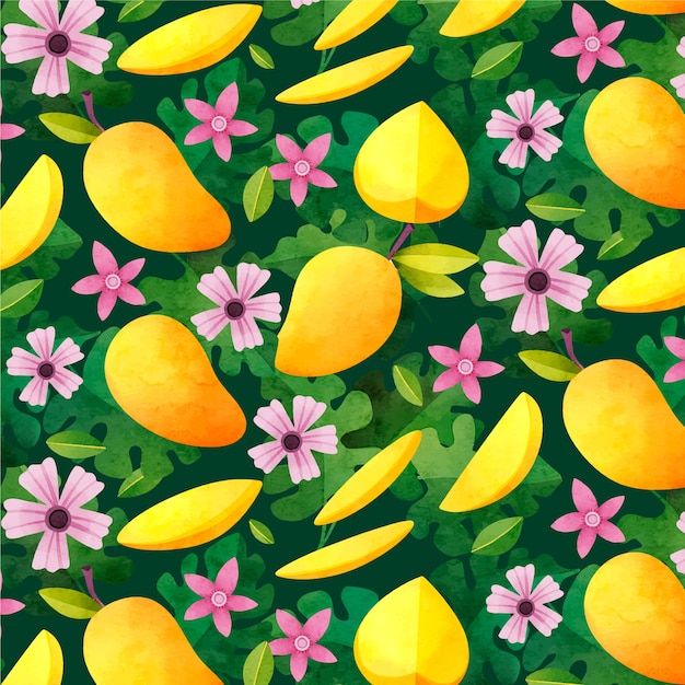 Free vector watercolor fruit and floral pattern design