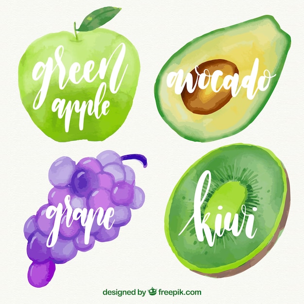 Free vector watercolor fruit pack