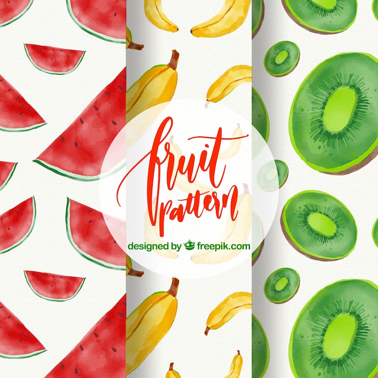 Free Vector watercolor fruit patterns