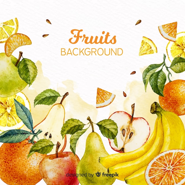 Watercolor fruits background