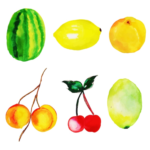 Watercolor fruits collection