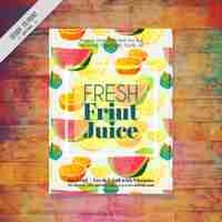 Free vector watercolor fruits flyer of natural juice