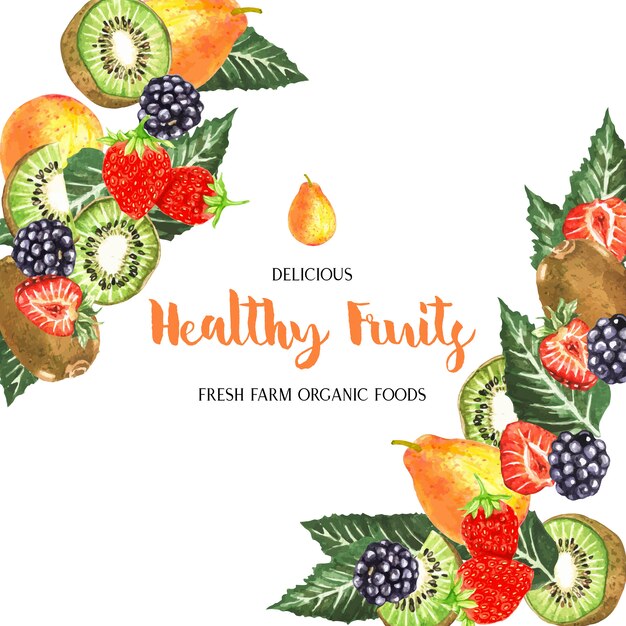 watercolor fruits frame