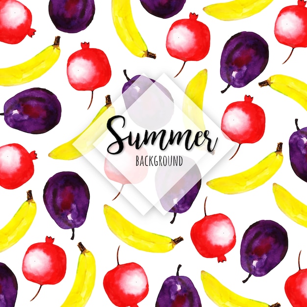 Бесплатное векторное изображение Акварельные фрукты многоцелевой фон