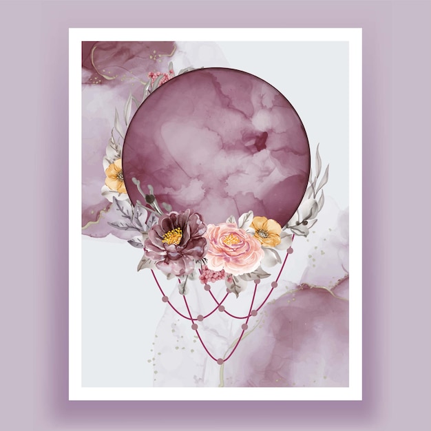 Free vector watercolor full moon purple pink flower rose