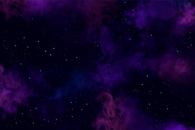 Free vector watercolor galaxy background with stars