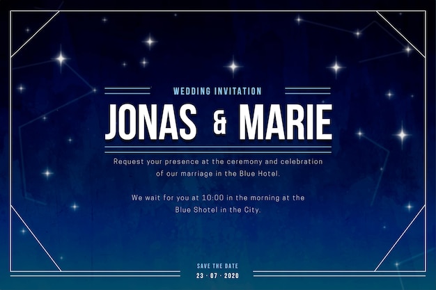 Watercolor galaxy wedding invitation