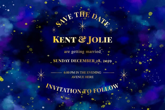 Watercolor galaxy wedding invitation