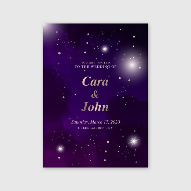 Watercolor galaxy wedding invitation