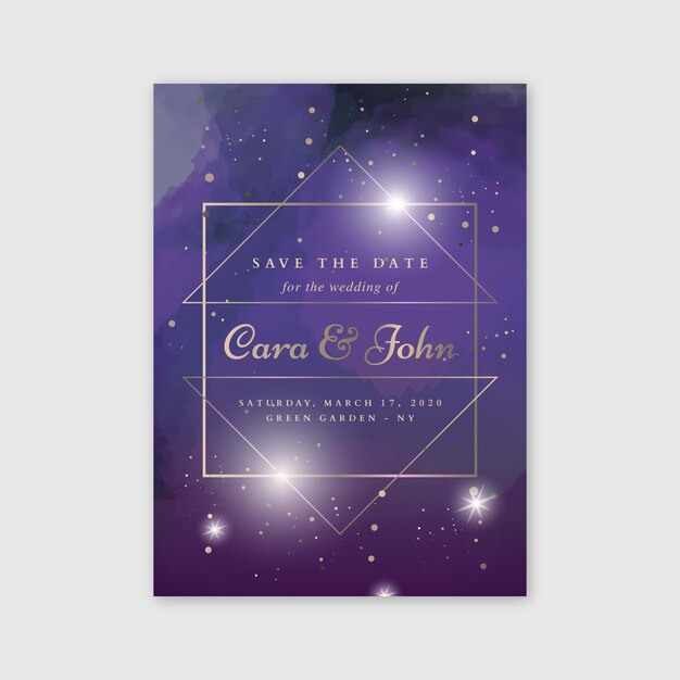 watercolor galaxy wedding invitation
