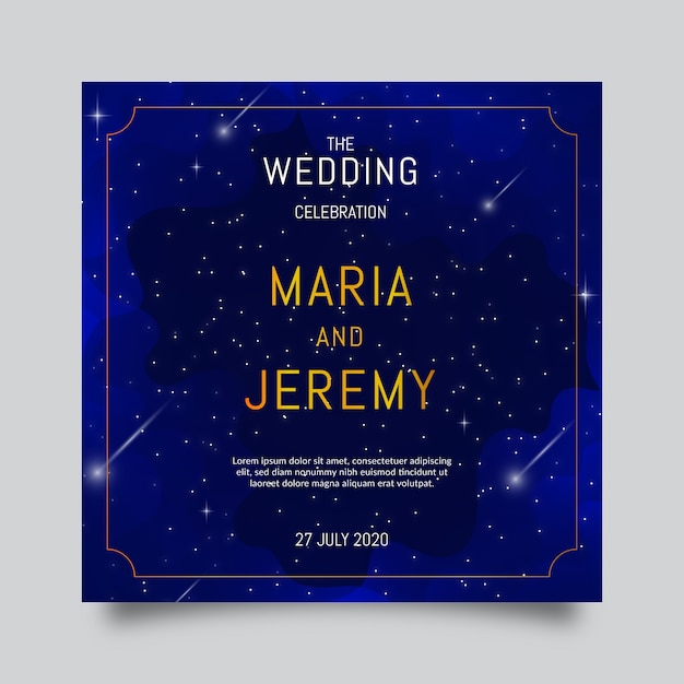 Watercolor galaxy wedding invitation