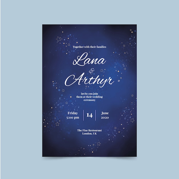 Free vector watercolor galaxy wedding invitation