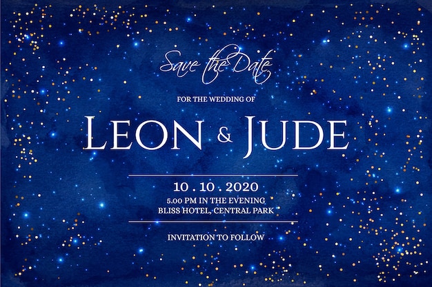 Watercolor galaxy wedding invitation