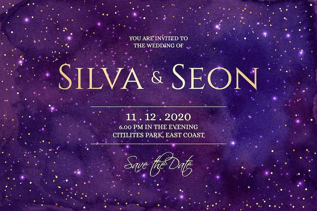 Watercolor galaxy wedding invitation