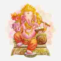 Free vector watercolor ganesh chaturthi illustration