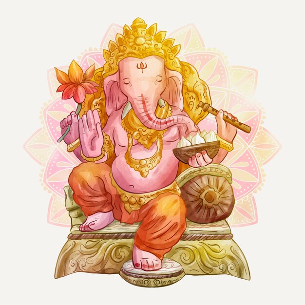 Watercolor ganesh chaturthi illustration