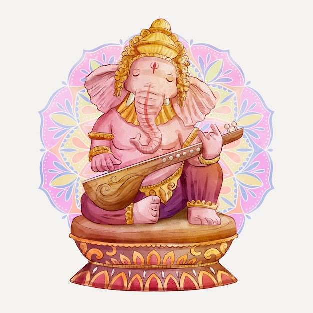 Free Vector watercolor ganesh chaturthi illustration