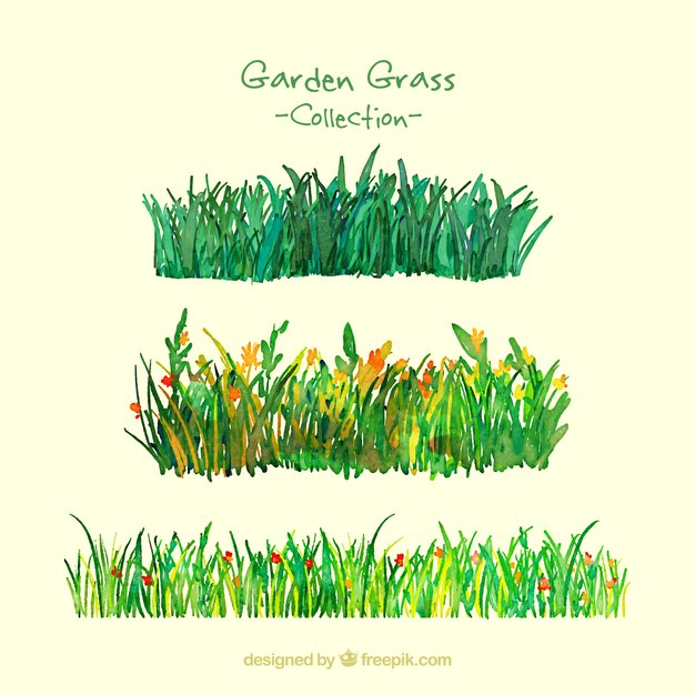 Watercolor garden grass pack