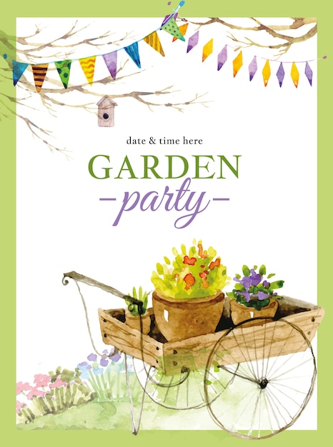 Watercolor garden party invitation design