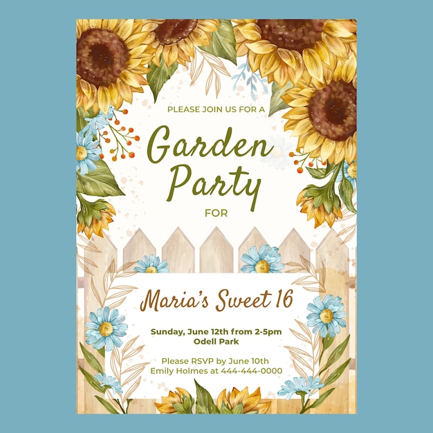 Free vector watercolor garden party invitation design