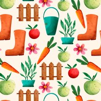 watercolor gardening pattern with carrots