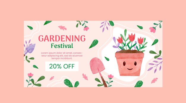Watercolor gardening sale background