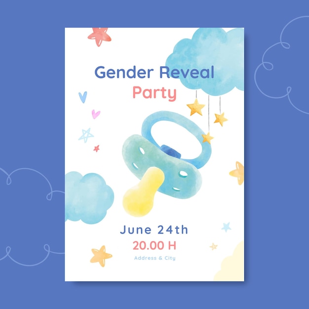 Free vector watercolor gender reveal invitation template